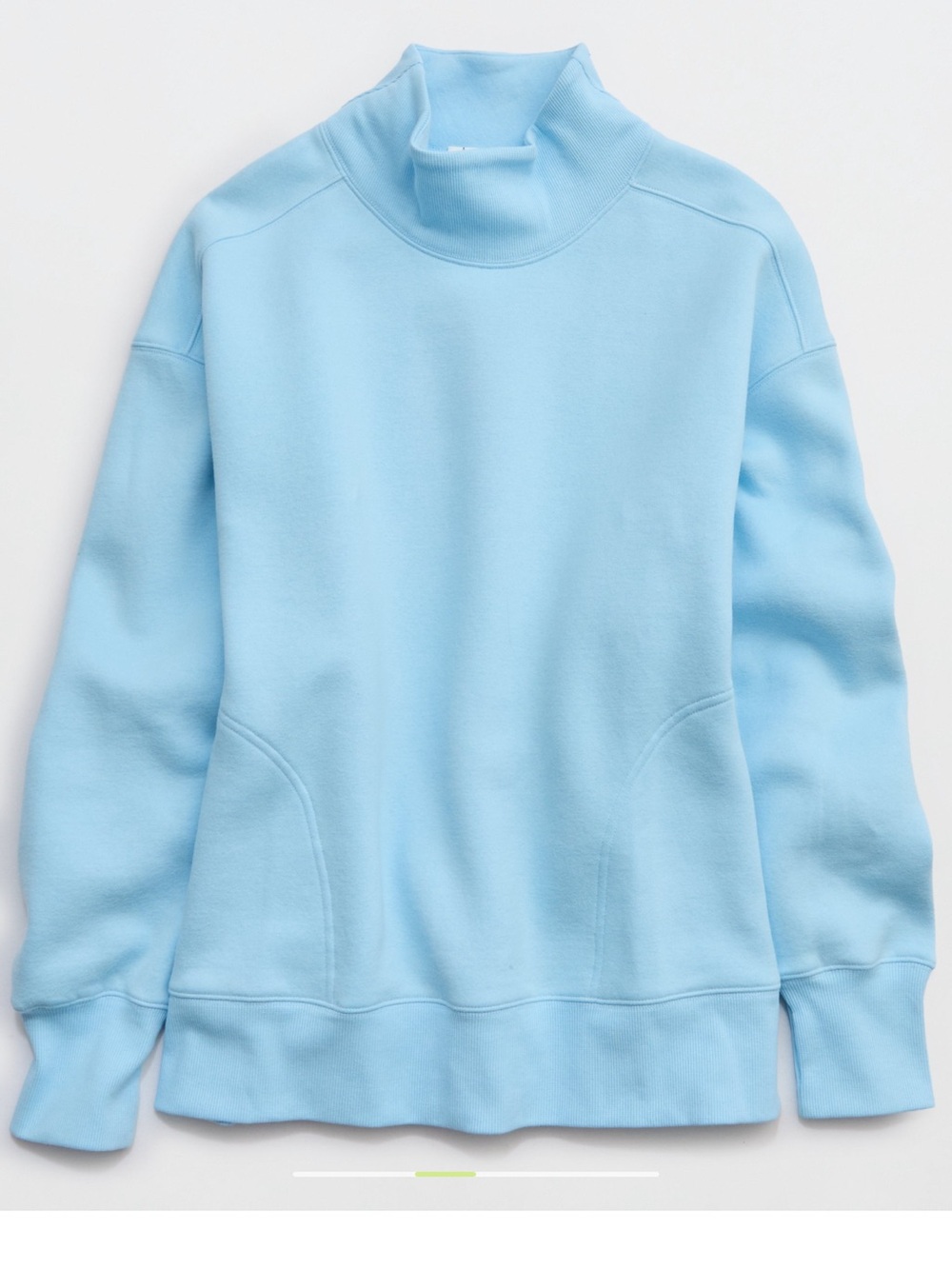 aerie Light Blue Mock Neck Pullover Sweatshirt - Devine Blue